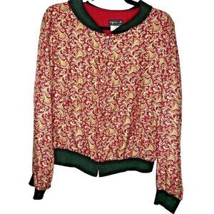 Vintage Aguis B Paris Jacket Womens Silk Red Zip Up US Size 10